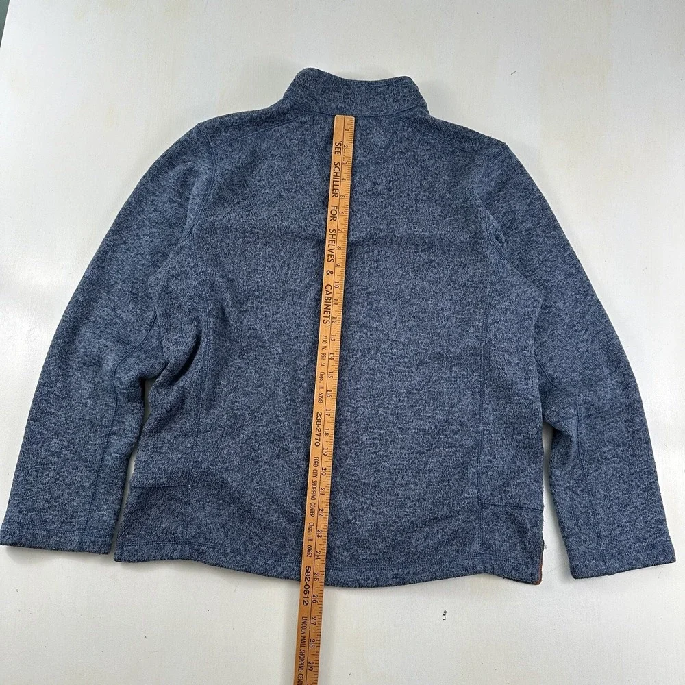 WOOLRICH Mens Medium Drifter Fleece‎ Sweater Heather Blue 1/4 Snap Jacket